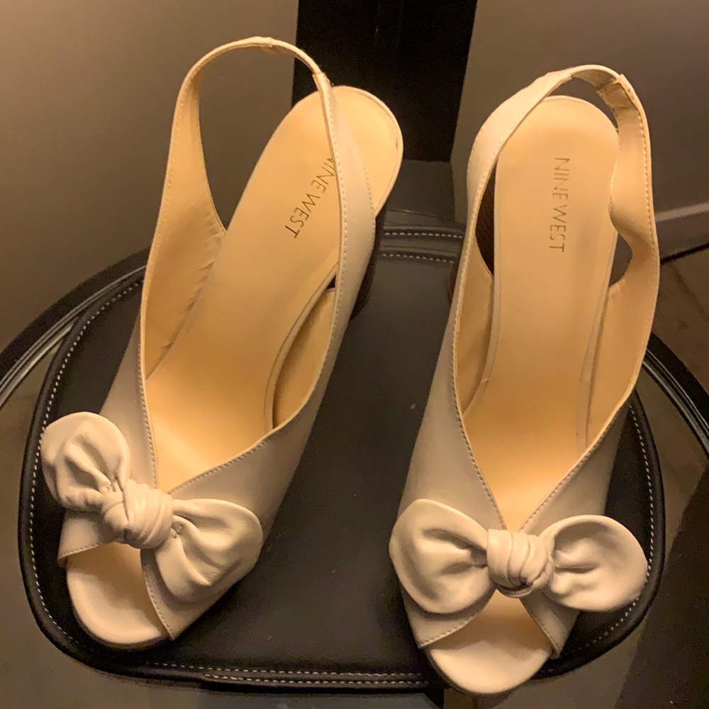 Cream heel sandals -size 12